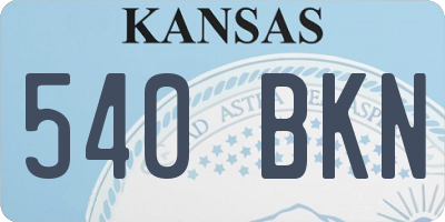 KS license plate 540BKN