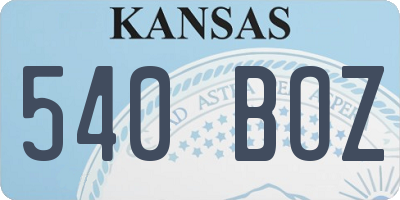 KS license plate 540BOZ