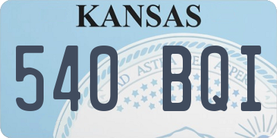 KS license plate 540BQI