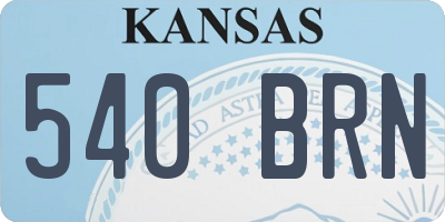 KS license plate 540BRN