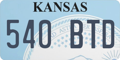 KS license plate 540BTD