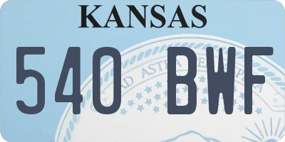 KS license plate 540BWF
