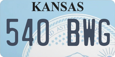 KS license plate 540BWG