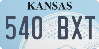 KS license plate 540BXT