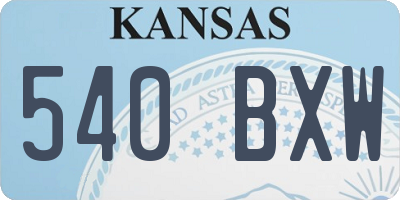 KS license plate 540BXW