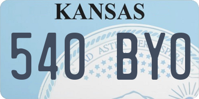 KS license plate 540BYO
