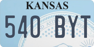 KS license plate 540BYT