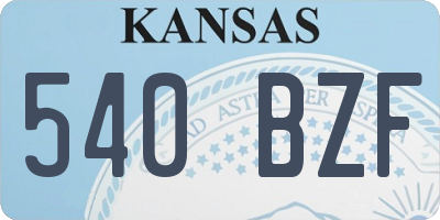 KS license plate 540BZF