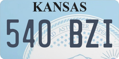 KS license plate 540BZI
