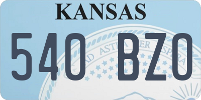 KS license plate 540BZO