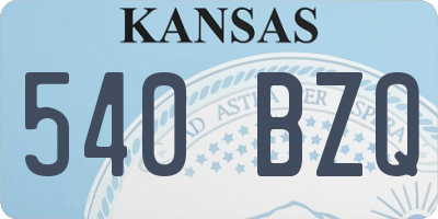 KS license plate 540BZQ