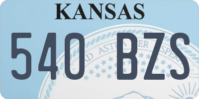 KS license plate 540BZS