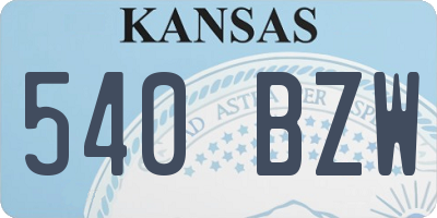 KS license plate 540BZW