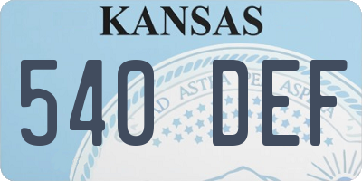KS license plate 540DEF