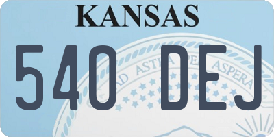 KS license plate 540DEJ
