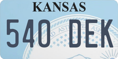 KS license plate 540DEK