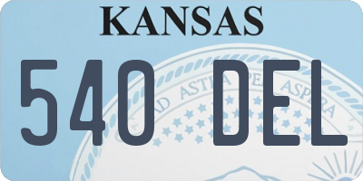 KS license plate 540DEL