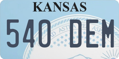 KS license plate 540DEM