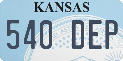 KS license plate 540DEP