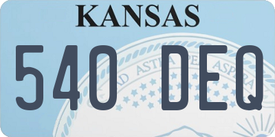 KS license plate 540DEQ