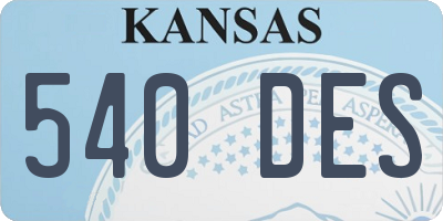 KS license plate 540DES