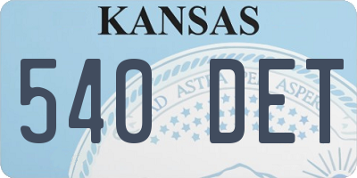 KS license plate 540DET