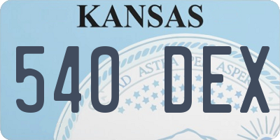 KS license plate 540DEX