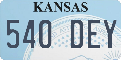 KS license plate 540DEY