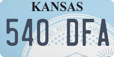 KS license plate 540DFA