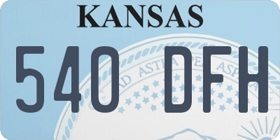 KS license plate 540DFH