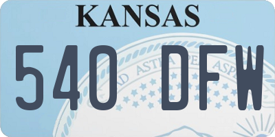 KS license plate 540DFW