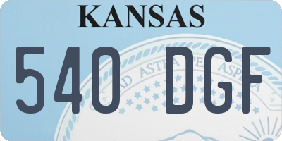 KS license plate 540DGF