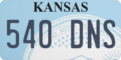 KS license plate 540DNS