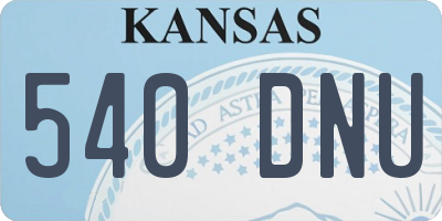 KS license plate 540DNU