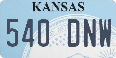 KS license plate 540DNW