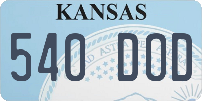 KS license plate 540DOD