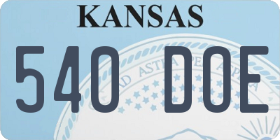 KS license plate 540DOE