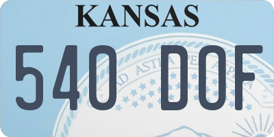 KS license plate 540DOF
