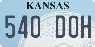 KS license plate 540DOH