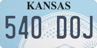 KS license plate 540DOJ