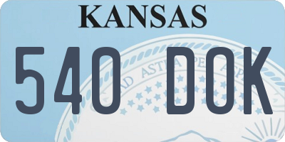 KS license plate 540DOK