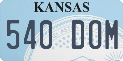 KS license plate 540DOM