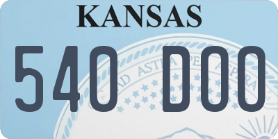 KS license plate 540DOO