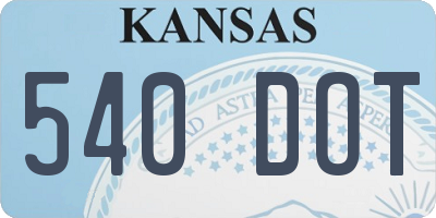 KS license plate 540DOT