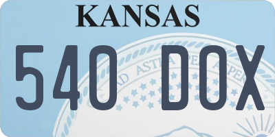 KS license plate 540DOX