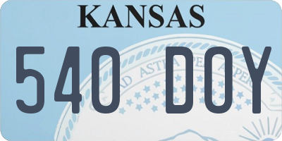 KS license plate 540DOY