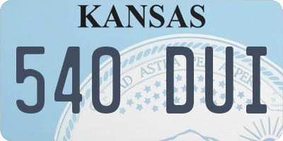KS license plate 540DUI