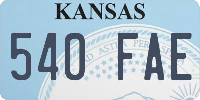KS license plate 540FAE