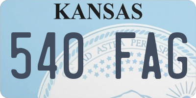 KS license plate 540FAG