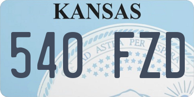 KS license plate 540FZD